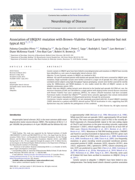 Association of UBQLN1 Mutation with Brown–Vialetto–Van Laere Syndrome but Not Typical ALS☆,☆☆