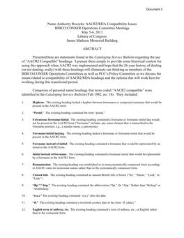 Name Authority Records: AACR2/RDA Compatibility Issues BIBCO/CONSER Operations Committee Meetings May 5-6, 2011 Library of Congress James Madison Memorial Building