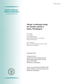 Metals Verification Study for Sinclair and Dyes Inlets, Washington