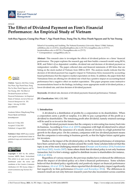 The Effect of Dividend Payment on Firm's Financial Performance