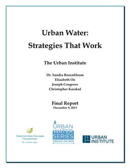 Urban Water: Strategies That Work