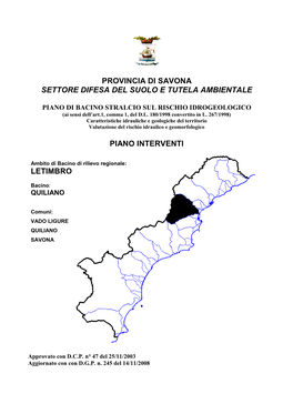 Provincia Di Savona Settore Difesa Del Suolo E Tutela Ambientale
