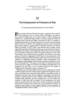 The Employment of Prisoners of War