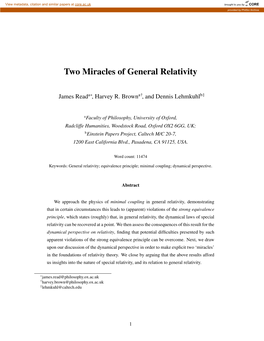 Two Miracles of General Relativity