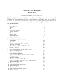 NONCOMMUTATIVE RINGS Michael Artin