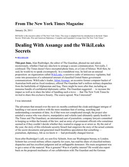 Dealing with Assange and the Wikileaks Secrets