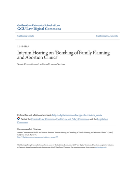 Bombing of Family Planning and Abortion Clinics