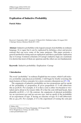 Explication of Inductive Probability