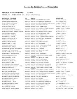 Lista De Candidatos a Tribunales