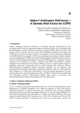 Alpha-1 Antitrypsin Deficiency – a Genetic Risk Factor for COPD