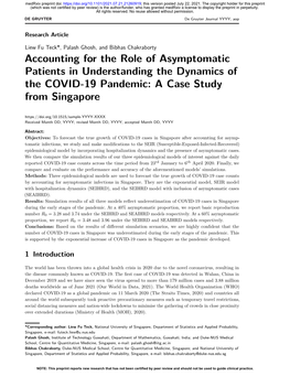 Accounting for the Role of Asymptomatic Patients in Understanding the Dynamics of the COVID-19 Pandemic: a Case Study from Singapore