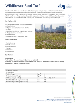 ABG Green Roof Wild Flower Roof Turf DATASHEET.Docx Abg Ltd