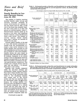 Family Benefits in Current-Payment Status, June 30, 1953