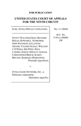 IN RE: ZYNGA PRIVACY LITIGATION, No