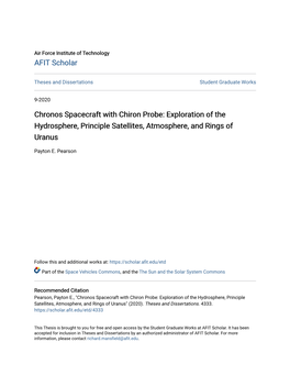 Chronos Spacecraft with Chiron Probe: Exploration of the Hydrosphere, Principle Satellites, Atmosphere, and Rings of Uranus