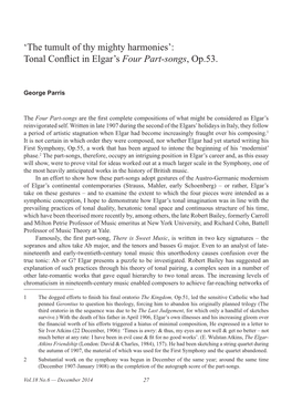 'The Tumult of Thy Mighty Harmonies': Tonal Conflict in Elgar's Four Part-Songs, Op.53