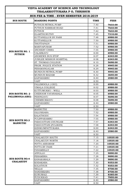 Bus Fee & Time