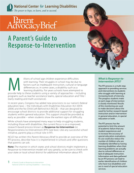 A Parent's Guide to Response-To-Intervention (2006)