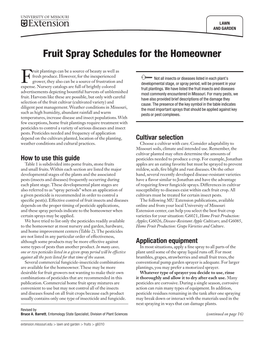 Fruit Spray Schedules for the Homeowner