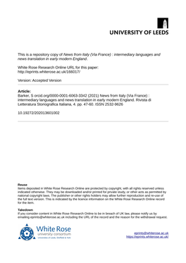 Intermediary Languages and News Translation in Early Modern England