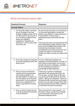 Morley and Noranda Stations Q&A