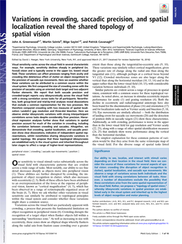 Variations in Crowding, Saccadic Precision, and Spatial Localization