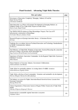 Panel Session1：Advancing Triple Helix Theories