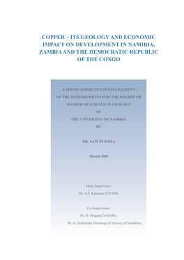 Copper – Its Geology and Economic Impact on Development in Namibia, Zambia and the Democratic Republic of the Congo