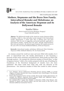 Mothers, Stepmoms and the Brave New Family. Intercultural Remake and Melodrama: an Analysis of the American Stepmom and Its Bollywood Remake