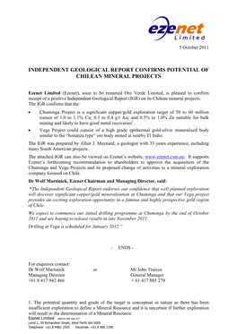 Here Has Been Insufficient Exploration to Define a Mineral Resource and It Is Uncertain If Further Exploration Will Result in the Determination of a Mineral Resource