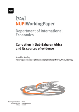 Corruption in Sub-Saharan Africa and Its Sources of Evidence