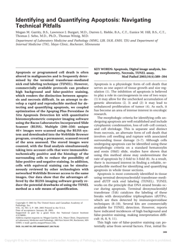 Identifying and Quantifying Apoptosis: Navigating Technical Pitfalls Megan M