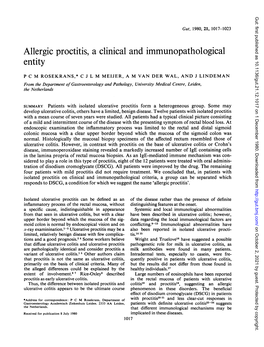 Allergic Proctitis, a Clinical and Immunopathological Entity