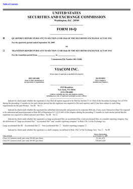 United States Securities and Exchange Commission Form 10-Q Viacom Inc