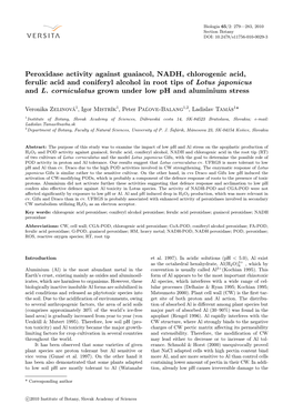 Peroxidase Activity Against Guaiacol, NADH, Chlorogenic Acid, Ferulic Acid and Coniferyl Alcohol in Root Tips of Lotus Japonicus and L