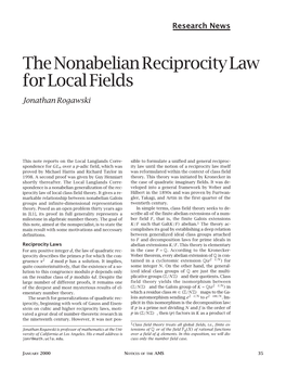 Research News: the Nonabelian Reciprocity Law for Local Fields