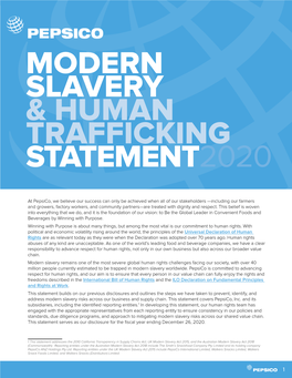 2020 Pepsico Modern Slavery and Human Trafficking Statement