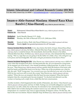 Imam-E-Ahle-Sunnat M Aulana Ahmed Raza Khan