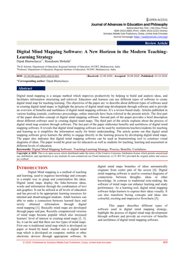 Digital Mind Mapping Software: a New Horizon in the Modern Teaching- Learning Strategy Dipak Bhattacharya1*, Ramakanta Mohalik2