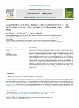 Marginalised Herders Social Dynamics and Natural Resource Use