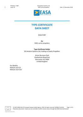 Type-Certificate Data Sheet