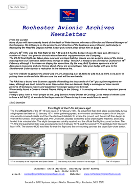 Rochester Avionic Archives Newsletter