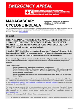 Madagascar: Cyclone Indlala; Appeal No