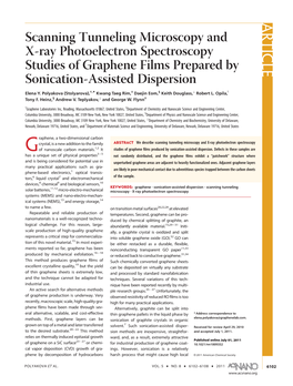 ARTICLE Scanning Tunneling Microscopy and X-Ray Photoelectron Spectroscopy Studies of Graphene Films Prepared by Sonication-Assisted Dispersion ^ ) Elena Y