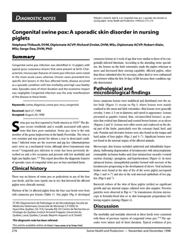 Congenital Swine Pox: a Sporadic Skin Disorder in Nursing Piglets