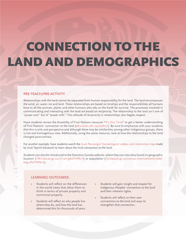 Connection to the Land/Demographics