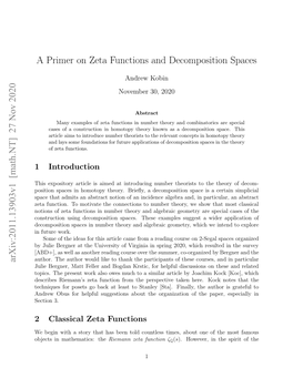 A Primer on Zeta Functions and Decomposition Spaces