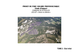 TOME 2 : Etat Initial PROJET DE PARC SOLAIRE