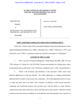 First Amended Complaint for Patent Infringement