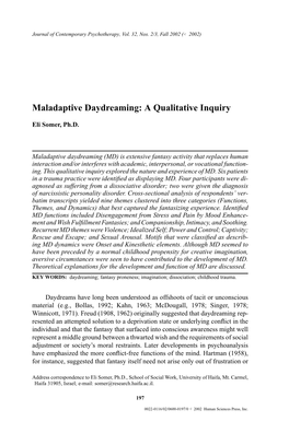 Maladaptive Daydreaming: a Qualitative Inquiry